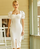 #030 Vestido Curto decote quadrado