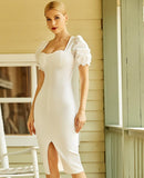 #030 Vestido Curto decote quadrado