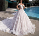 #227 Vestido Luxo Princesa Decotado em V Ombro a Ombro