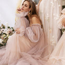 # Vestido Imperio Bohemio com mangas bufantes removíveis