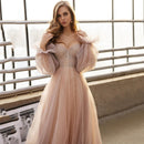 # Vestido Imperio Bohemio com mangas bufantes removíveis