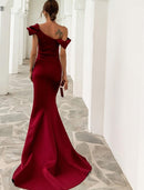 #225 Vestido Sereia Ombro Assimétrico Elegante