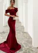 #225 Vestido Sereia Ombro Assimétrico Elegante