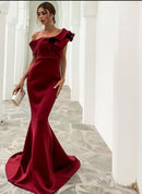 #225 Vestido Sereia Ombro Assimétrico Elegante