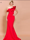 #225 Vestido Sereia Ombro Assimétrico Elegante