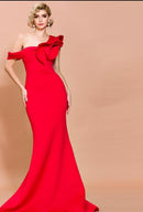 #225 Vestido Sereia Ombro Assimétrico Elegante