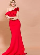 #225 Vestido Sereia Ombro Assimétrico Elegante