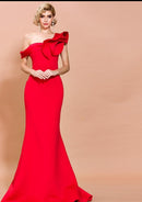 #225 Vestido Sereia Ombro Assimétrico Elegante