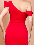 #225 Vestido Sereia Ombro Assimétrico Elegante