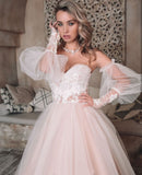 #201 Vestido Império com  Mangas Bufantes Removíveis