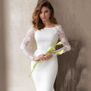 #154 Semi sereia liso manga longa rendada