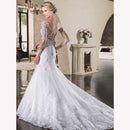 #231  Vestido de Noiva Semi sereia Manga Longa com Decote em V