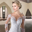 #231  Vestido de Noiva Semi sereia Manga Longa com Decote em V