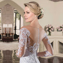 #231  Vestido de Noiva Semi sereia Manga Longa com Decote em V